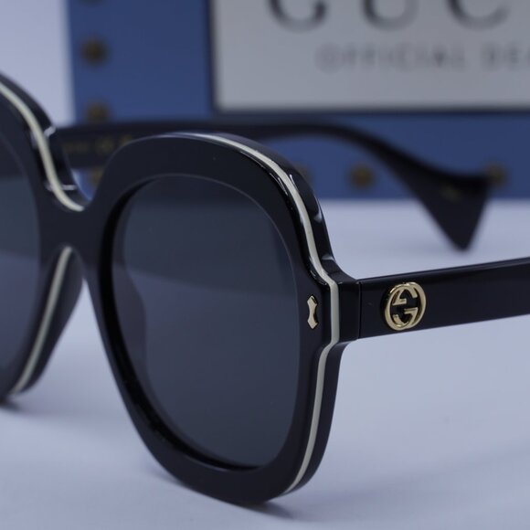 Gucci GG1240S 001 Round Sunglasses - Black\\Grey